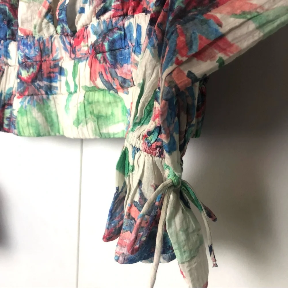 Anthropologie Long Sleeve Crop Top Deep V Neck NWT - Picture 4 of 6